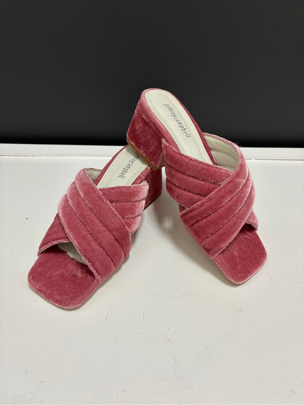 Jeffrey Campbell NWT Rose Velvet Crisscross Block Heel Slide